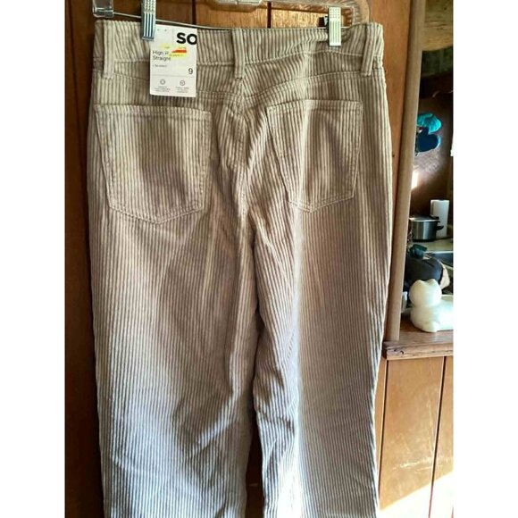 SO Goods For Life Corduroy Pants High Rise Straight Juniors 9 Beige Pockets - Picture 3 of 3